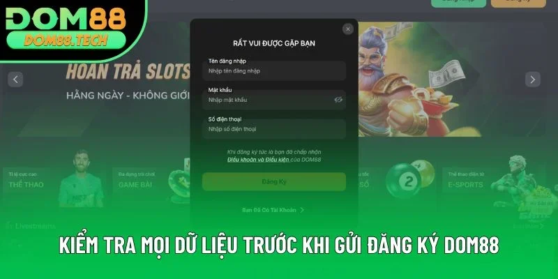 Kiểm tra mọi dữ liệu trước khi gửi đăng ký DOM88 Kiểm tra mọi dữ liệu trước khi gửi đăng ký DOM88
